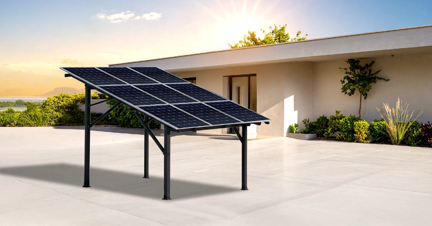 Pergola solaire Ecoya équipée de panneaux photovoltaïques